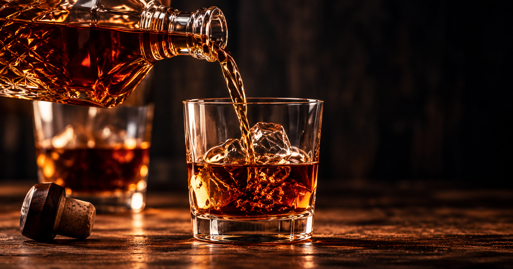 Bourbon being poured into a glass